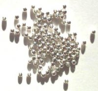 100 2mm Round Bright Silver Plated Beads